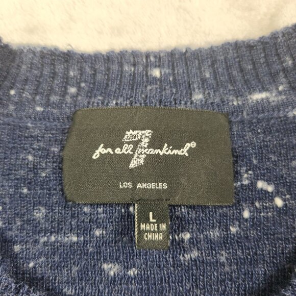 7 For All Mankind Wool Blend Heathered Blue Pullover Men's Size L - Picture 2 of 6